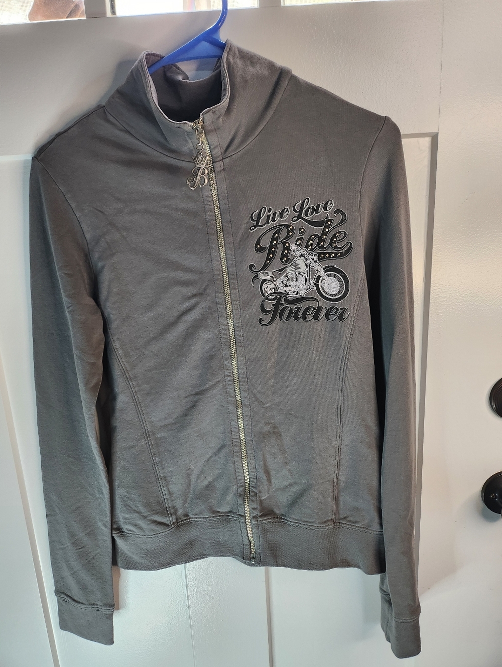 Live Love Ride Forever Gray Zip-Front Jacket